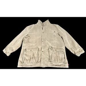 Vtg Woolrich Jacket Tan Brown Barn Chore Coat Men's 2XL Heavy Duty Fleece Lined